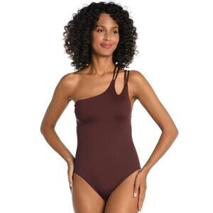 La Blanca Java Island Goddess One Shoulder One Piece Swim Suit 10 NWT